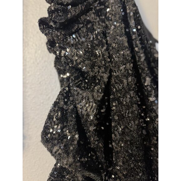 Spring + Mercer Dress XL Black Sequin One Long Sleeve Party Wedding Cruise NEW - Picture 4 of 11